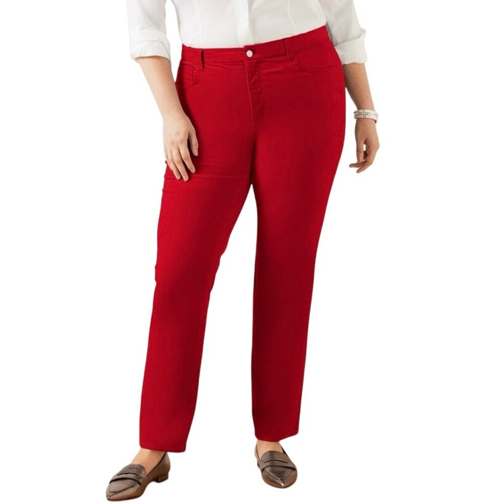 Talbots High Rise Straight Leg Red Velvet Jeans Pants Holiday Size 20W Petite